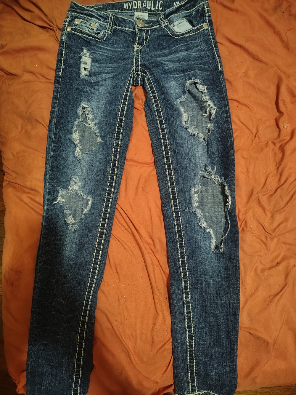 Hydraulic Women's Distressed Dark Blue Skinny Jeans